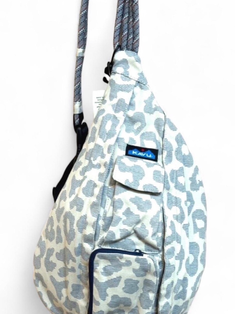 Kavu “Spot On” White/Gray Leopard Print Rare, Blue inside Lining